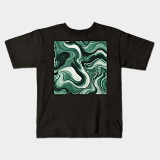 Emerald green suminagashi marble pattern Kids T-Shirt